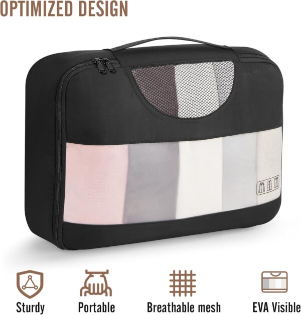 Veken 8 Set Packing Cubes for Travel Essentials, Suitcase Organizer Bags Set for Luggage, Road Trip Travel Accessories in 4 Sizes (Extra Large, Large, Medium, Small), Black - Image 4