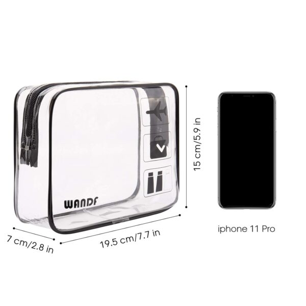 TSA Approved Clear Travel Toiletry Bag wih Zippers Carry-on Travel Accessories Quart Size Toiletries Cosmetic Pouch Makeup Bags for Men and Women (2 pcs) - Image 3