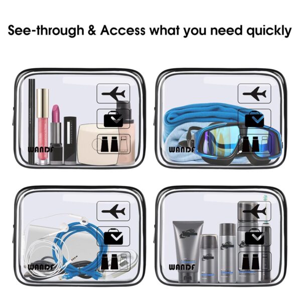 TSA Approved Clear Travel Toiletry Bag wih Zippers Carry-on Travel Accessories Quart Size Toiletries Cosmetic Pouch Makeup Bags for Men and Women (2 pcs) - Image 4