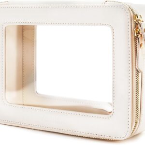 Aveniee Clear Makeup Bag Organizer, Travel Cosmetic Case Skincare Toiletry Bag for Women, Portable Make Up Pouch Car Organizer Bag with Zippers for Essentials(White)