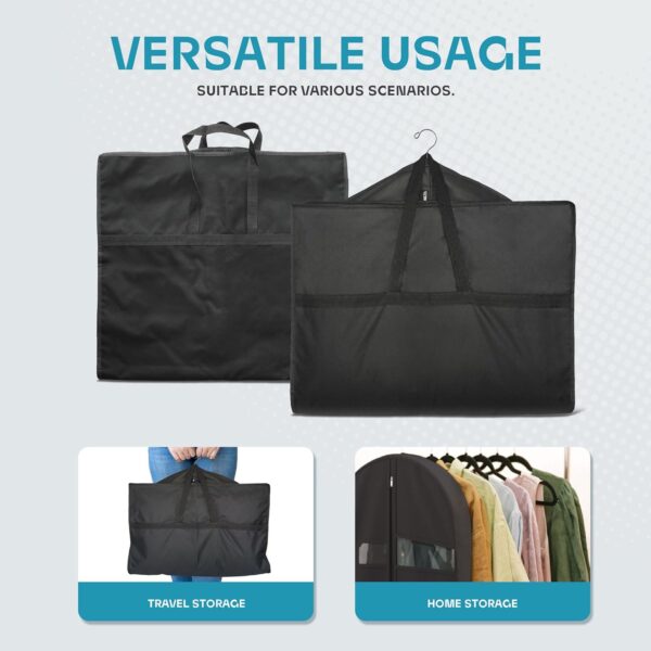 43" Travel Garment Bag with Accessories Zipper Pocket, Heavy Duty Suit Bag for Suits, Tuxedos, Dresses, Coats, Black, 1 pack - Image 4