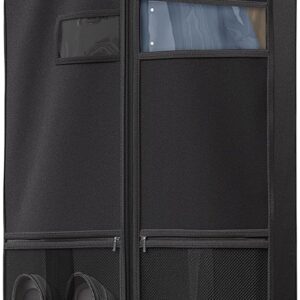 43" Travel Garment Bag with Accessories Zipper Pocket, Heavy Duty Suit Bag for Suits, Tuxedos, Dresses, Coats, Black, 1 pack