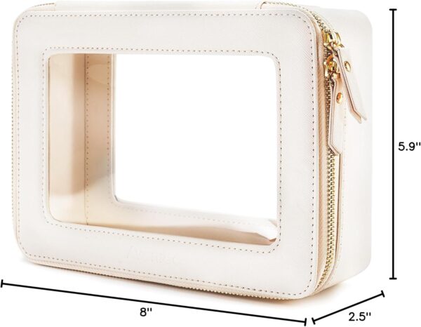 Aveniee Clear Makeup Bag Organizer, Travel Cosmetic Case Skincare Toiletry Bag for Women, Portable Make Up Pouch Car Organizer Bag with Zippers for Essentials(White) - Image 7