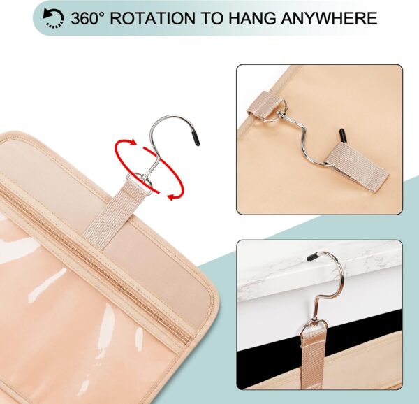 Travel Hanging Toiletry Bag for Women, with Jewelry Organizer Compartment, Medium Waterproof Hanging Makeup Accessories, Cosmetic Essentials, Toiletries Dopp Kit Set with Trolley Belt, Blue - Image 7