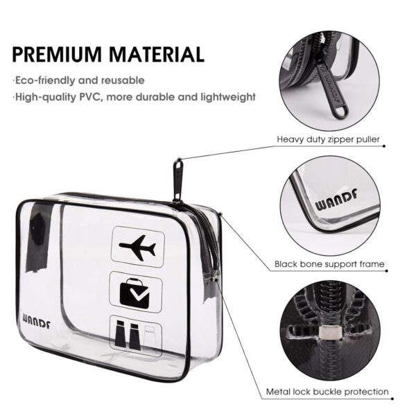 TSA Approved Clear Travel Toiletry Bag wih Zippers Carry-on Travel Accessories Quart Size Toiletries Cosmetic Pouch Makeup Bags for Men and Women (2 pcs) - Image 6
