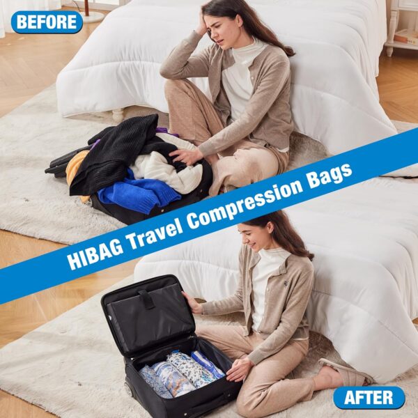 HIBAG 12 Compression Bags for Travel, Travel Essentials Compression Bags, Vacuum Packing Space Saver Zipper Bags for Cruise Travel Accessories (12-Travel) - Image 3