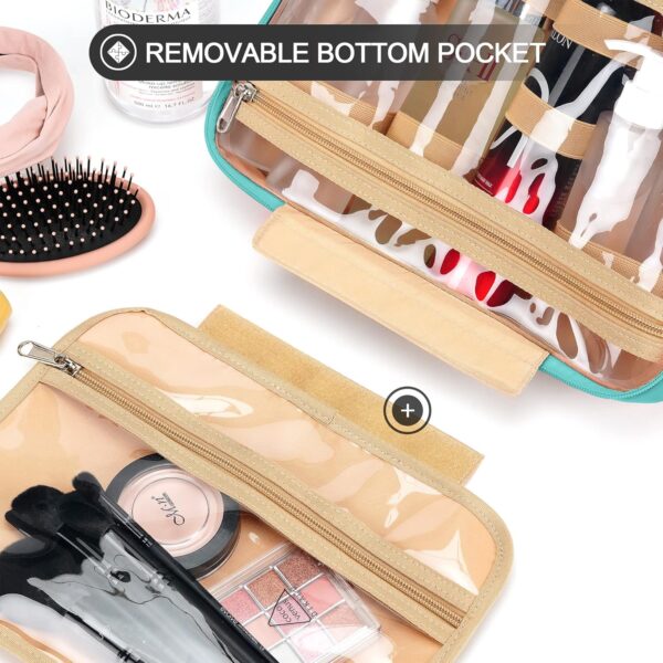Travel Hanging Toiletry Bag for Women, with Jewelry Organizer Compartment, Medium Waterproof Hanging Makeup Accessories, Cosmetic Essentials, Toiletries Dopp Kit Set with Trolley Belt, Blue - Image 5