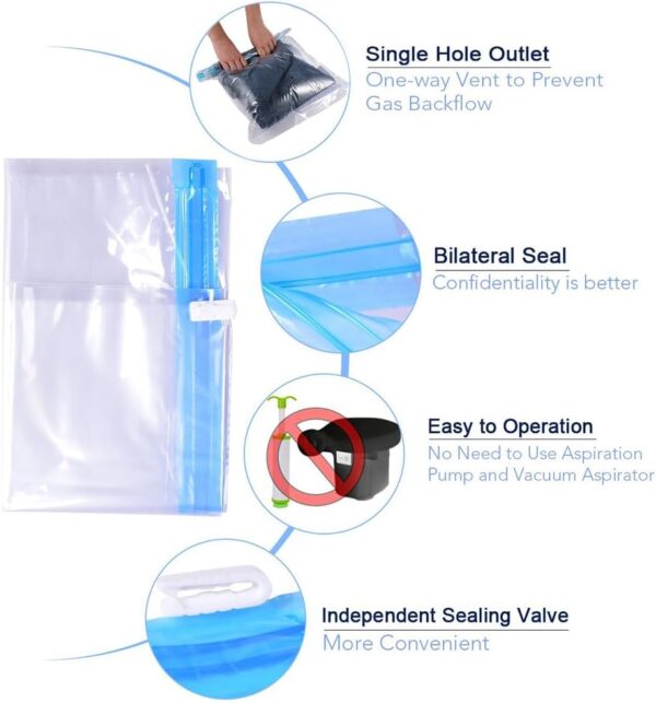 Compression Bags for Travel - Essentials 12 Pack Space Saver No Vacuum or Pump Needed Storage Accessorie and Home Packing Organizers (transparent) - Image 3