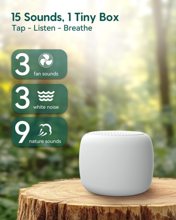 Babelio White Noise Sound Machine for Adults Kids Baby, Travel Sound Machine for Sleep, Mini and Portable, 15 Non-looping Sounds, Timer, Memory Function, Easy to Pocket and Travel White - Image 2