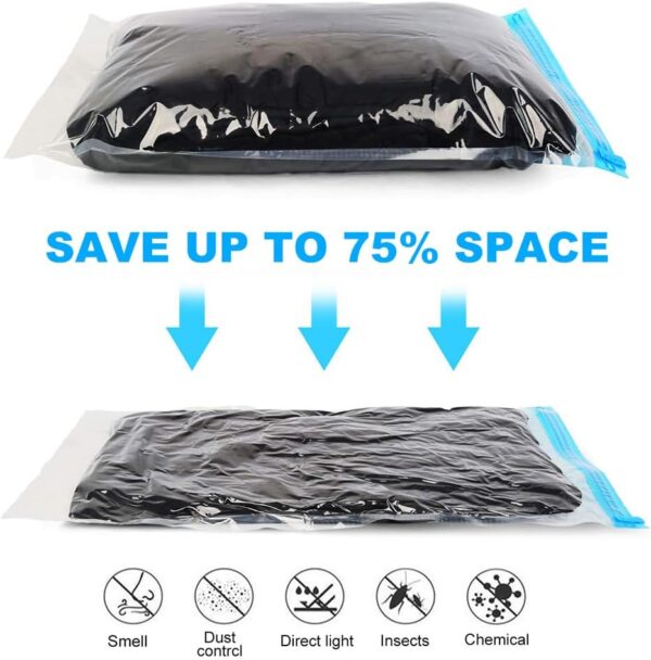 Compression Bags for Travel - Essentials 12 Pack Space Saver No Vacuum or Pump Needed Storage Accessorie and Home Packing Organizers (transparent) - Image 2