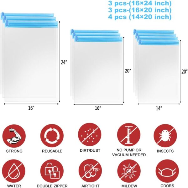 Compression Bags for Travel - Essentials 12 Pack Space Saver No Vacuum or Pump Needed Storage Accessorie and Home Packing Organizers (transparent) - Image 5