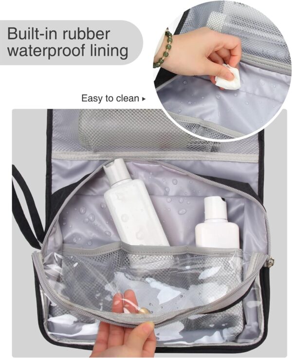 Relavel Travel Hanging Toiletry Bag for Men Women Travel Kit Shaving Bag Waterproof Large Makeup Bag Wash Bag Makeup Organizer Cosmetic Case for Bathroom Shower Black - Image 8