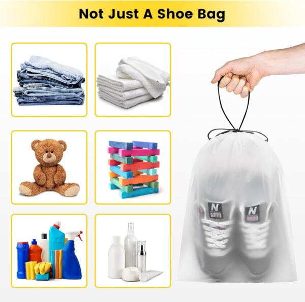 Vorspack Shoe Bags for Travel - 6 Pcs Transparent Drawstring Backpack Travel Shoe Bag Clear Drawstring Bag Large Shoe Organizer with Rope Travel Essentials for Men Women - Image 6