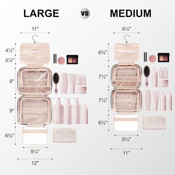 Everfun Hanging Travel Toiletry Bag for Women Traveling With Leakproof Compartment Makeup Cosmetic Organizer Dopp Kit Travel Accessories Essentials Must Have - Image 7