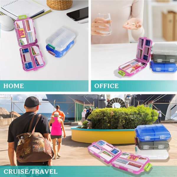 Pill Organizer with Medicine Labels Travel Daily Pill Container Mini Medication Organizer Storage Pill Organizer Travel Essentials Pill Case 7 Day (Pink & 161 Lables) - Image 6