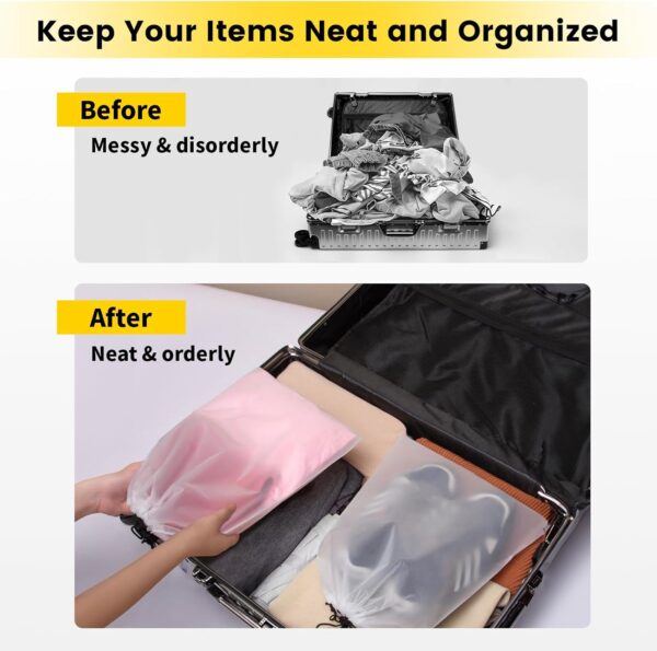 Vorspack Shoe Bags for Travel - 6 Pcs Transparent Drawstring Backpack Travel Shoe Bag Clear Drawstring Bag Large Shoe Organizer with Rope Travel Essentials for Men Women - Image 3
