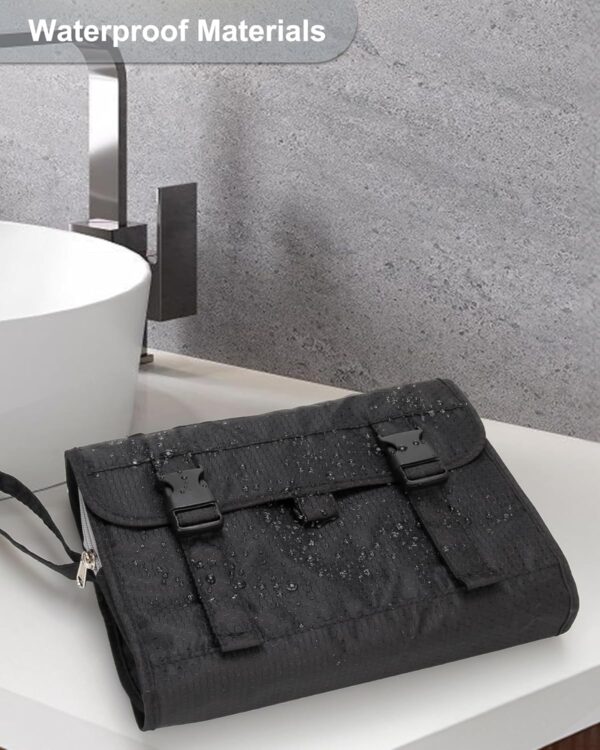 Relavel Travel Hanging Toiletry Bag for Men Women Travel Kit Shaving Bag Waterproof Large Makeup Bag Wash Bag Makeup Organizer Cosmetic Case for Bathroom Shower Black - Image 5