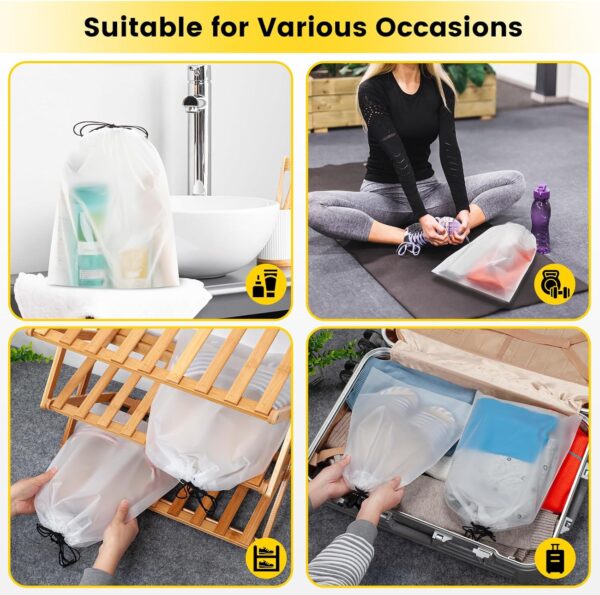 Vorspack Shoe Bags for Travel - 6 Pcs Transparent Drawstring Backpack Travel Shoe Bag Clear Drawstring Bag Large Shoe Organizer with Rope Travel Essentials for Men Women - Image 7