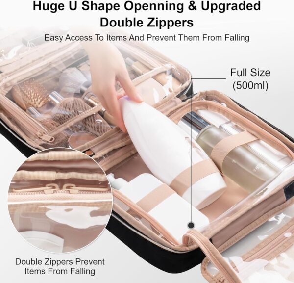 Everfun Hanging Travel Toiletry Bag for Women Traveling With Leakproof Compartment Makeup Cosmetic Organizer Dopp Kit Travel Accessories Essentials Must Have - Image 5