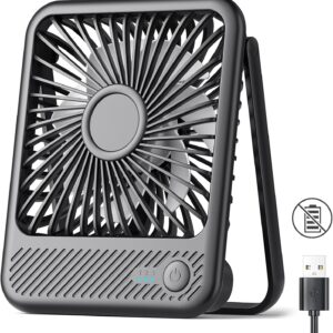 Koonie USB Desk Fan, Strong Wind Ultra Quiet Small Personal Fan with 180° Tilt Folding and 3 Speeds Adjustable, USB-C Corded Powered Mini USB Fan for Office Desktop Bedroom, NO BATTERY
