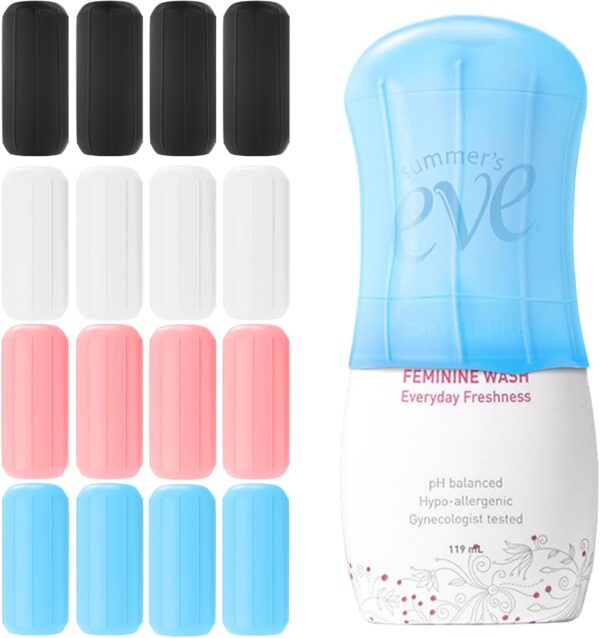16 Pack Silicone Bottle Cover,Travel Essential for Women Men,Cruise Ship Essentials 2025,Beach Vacation Essentials,Travel Size Toiletries,Airplane Travels Accessories Elastic Sleeves for Leak Proofing